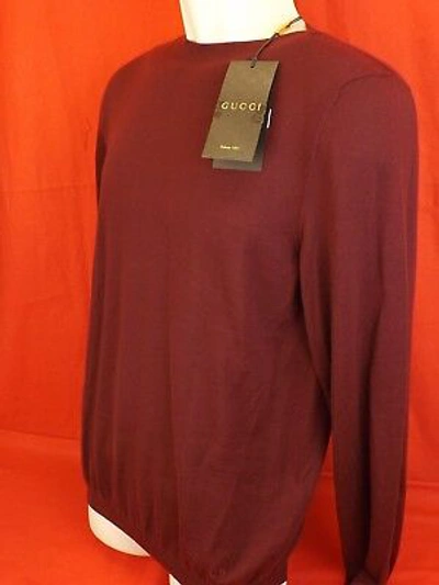 Pre-owned Gucci Dark Red Cashmere Fine Interlocking Gg Pullover Sweater L 369065