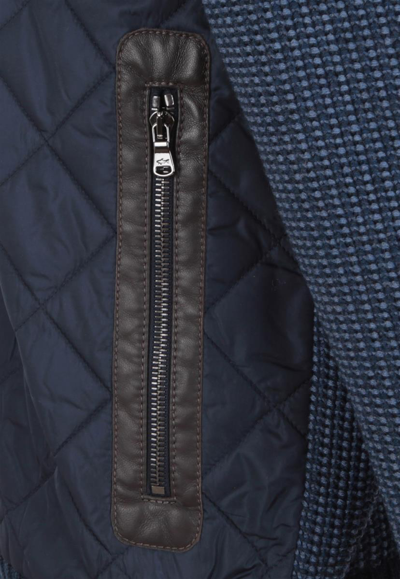 Pre-owned Paul & Shark Yachting Men's Zip Wool Cardigan With Lamb Leather Blue Size L