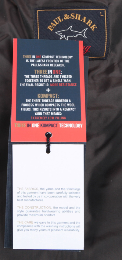 Pre-owned Paul & Shark Yachting Men's Zip Wool Cardigan With Lamb Leather Blue Size L