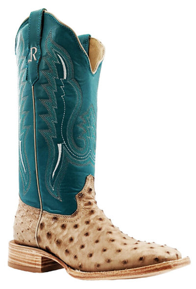 Pre-owned R Watson Boots Sq-toe Full Quill Womens Sand Boot Rwl4302-2 In Sand/blue