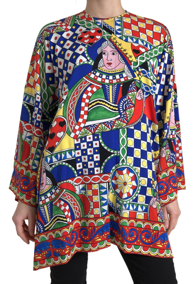 Pre-owned Dolce & Gabbana Top Multicolor Printed Long Sleeves Blouse It36/us2/2xs 1440usd