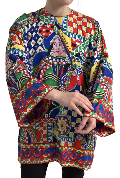 Pre-owned Dolce & Gabbana Top Multicolor Printed Long Sleeves Blouse It36/us2/2xs 1440usd