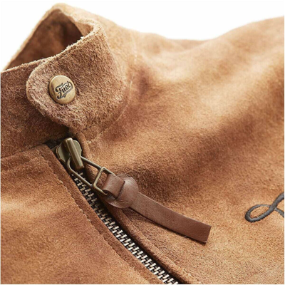 Pre-owned Fuel Men's Motorbike  Sidewaze Motorcycle Tan Suede Leather Jacket Xs-5xl In Brown