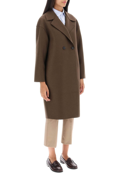 Shop Harris Wharf London Cocoon Coat In Pressed Wool Women In Brown