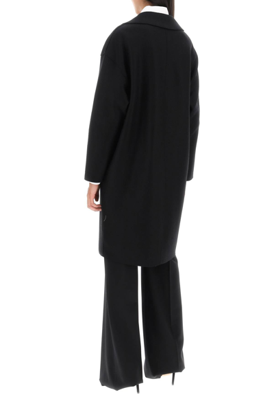 Shop Harris Wharf London Cocoon Coat In Pressed Wool Women In Black