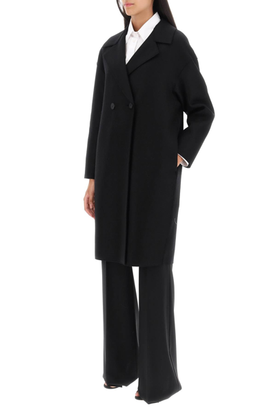 Shop Harris Wharf London Cocoon Coat In Pressed Wool Women In Black