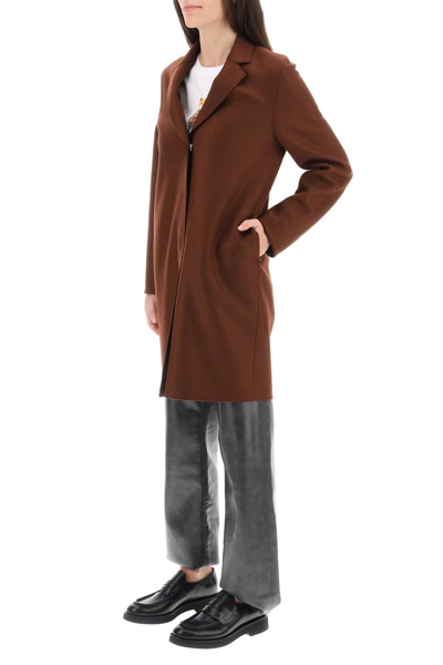 Shop Harris Wharf London Single-breasted Coat In Pressed Wool Women In Brown