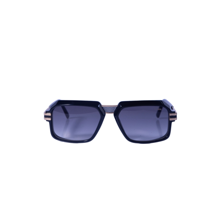 Pre-owned Cazal Rectangular Sunglasses 8039-001 Black Gold Frame Gray Lenses