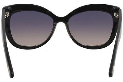 Pre-owned Tom Ford Women's Alistair Tf524 Tf/524 01b Shiny Black Butterfly Sunglasses 56mm In Gray
