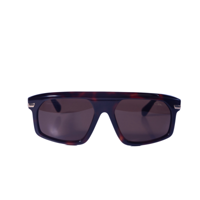 Pre-owned Cazal Rectangular Sunglasses 8504-002 Havanna-gold Frame Brown Lenses