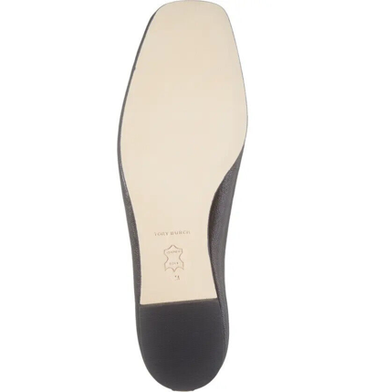 Pre-owned Tory Burch Eleanor Leather Ballet Flats Black Us 8.5 Authentic