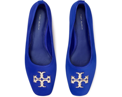 Pre-owned Tory Burch Eleanor Leather Ballet Flats Black Us 8.5 Authentic