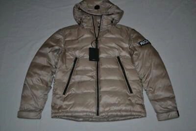 Pre-owned Mackage Authentic  Mens Vic Ultralight Sateen Down Jacket Hood Sand Brand In Beige