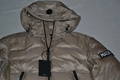 Pre-owned Mackage Authentic  Mens Vic Ultralight Sateen Down Jacket Hood Sand Brand In Beige