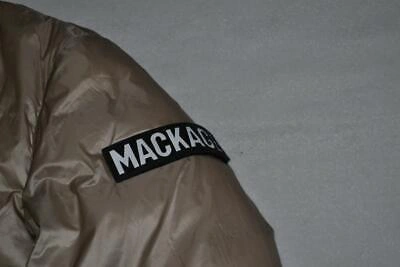 Pre-owned Mackage Authentic  Mens Vic Ultralight Sateen Down Jacket Hood Sand Brand In Beige