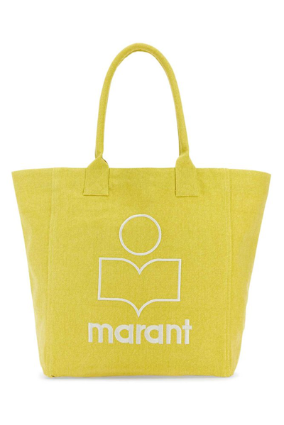 Shop Isabel Marant Yenky Logo Embroidered Tote Bag In Yellow