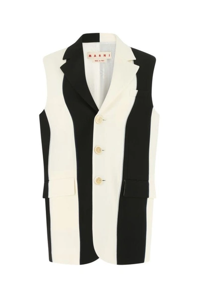 Shop Marni Woman Two-tone Wool Oversize Vest In Multicolor
