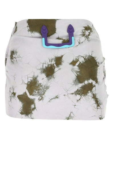 Shop Off-white Off White Woman Printed Leather Mini Skirt In Multicolor