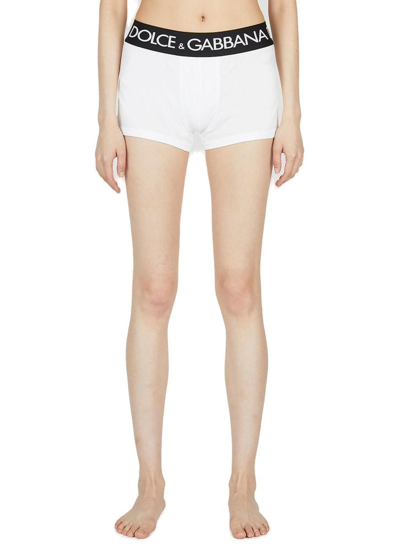 Shop Dolce & Gabbana Logo Waist Boxers In White