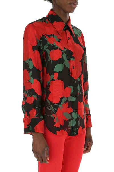 Shop Saint Laurent Woman Printed Silk Shirt In Multicolor