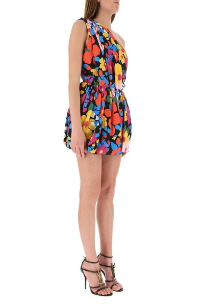 Shop Saint Laurent Woman Printed Viscose Mini Dress In Multicolor