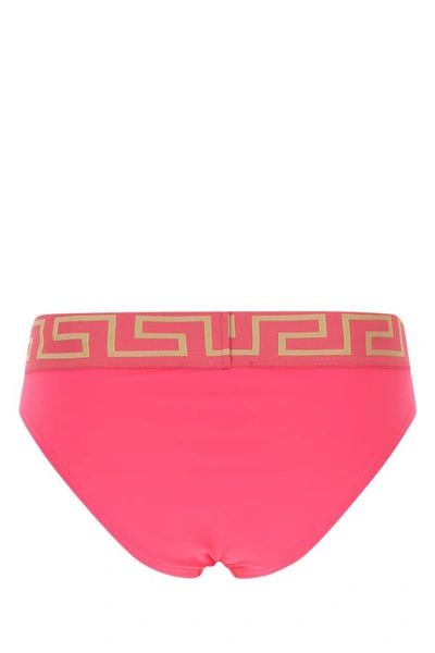 Shop Versace Woman Fuchsia Stretch Nylon Swimming Brief In Pink