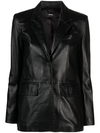 Shop Arma Brussels Single-breasted Leather Jacket In Nero