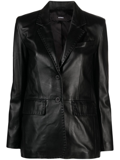 Arma Single-breasted Lambskin Blazer In Nero