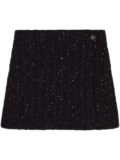 Shop Alanui The Astral Knit Mini Skirt In Nero