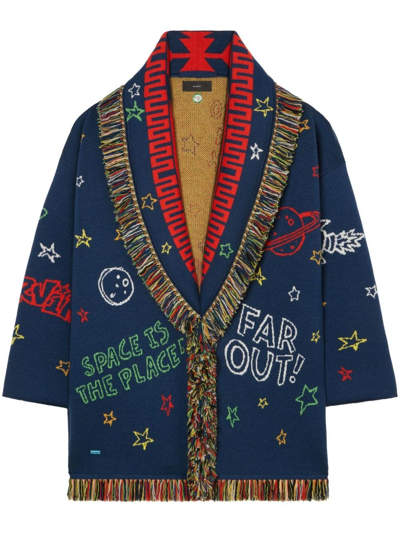 Shop Alanui X Looney Tunes Marvin The Martian Cardigan In Blue