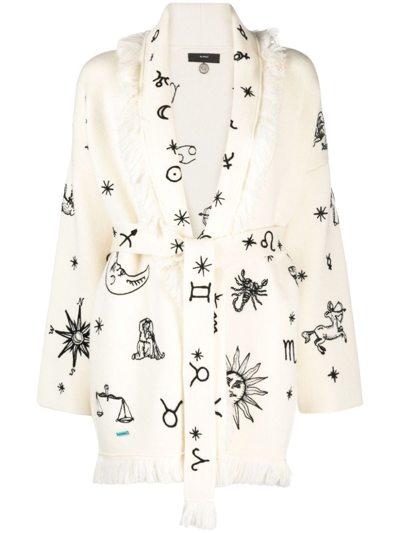 Shop Alanui Horoscope Virgin-wool Cardigan In White