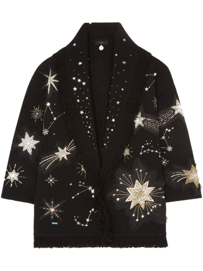 Alanui The Wandering Star Embellished Cardigan In Nero