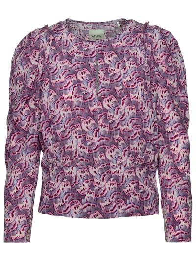Shop Isabel Marant Zarga Blouse In Mauve Silk Blend In Violet