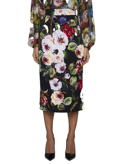 Shop Dolce & Gabbana Skirt In Roseto Fdo Nero