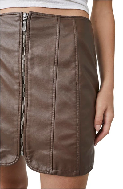 Shop Free People Layla Faux Leather Miniskirt In Brownstone