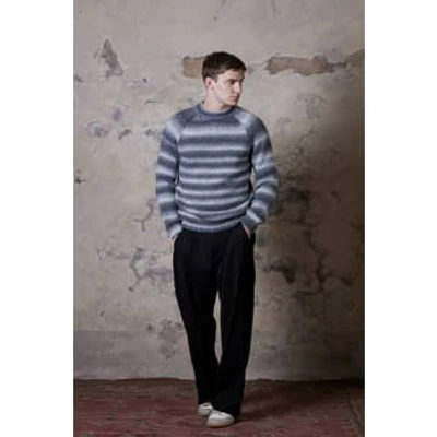 Shop Daniele Fiesoli Alpaca Stripe Fade Sweatshirt Grey/white