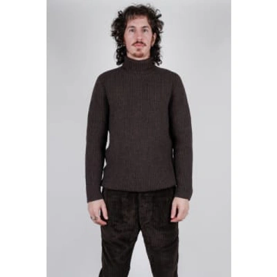 Shop Hannes Roether Mixed Wool Turtle Neck Sweater Grey/brown