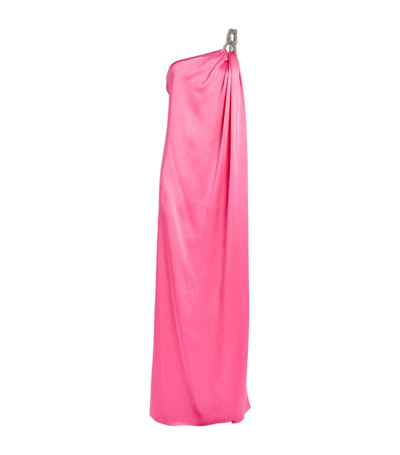 Shop Stella Mccartney Satin Embellished Falabella Gown In Pink