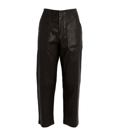 Shop Rag & Bone Leather Leyton Trousers In Black