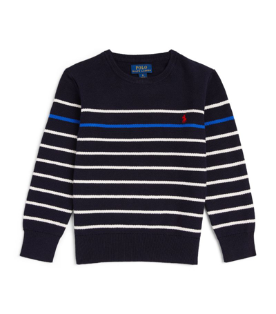 Shop Ralph Lauren Striped Sweater (2-7 Years) In Navy