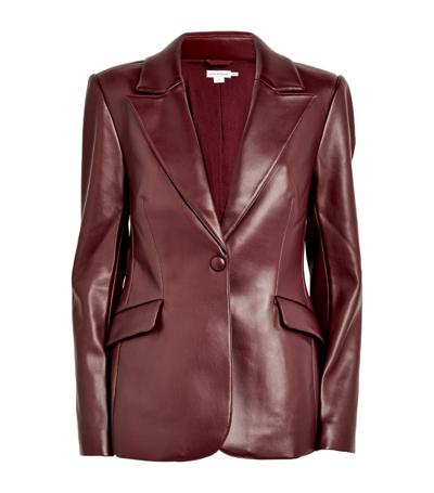 Shop Good American Faux Leather Sculpted Blazer In Burgundy