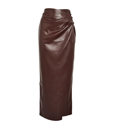 Shop Nanushka Vegan Leather Marcha Midi Skirt In Brown