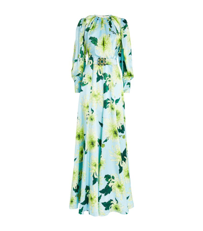 Shop Andrew Gn Floral Belted Gown In Multi