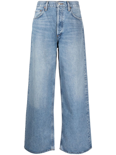 Shop Agolde Denim Low Rise Baggy Jeans In Blue