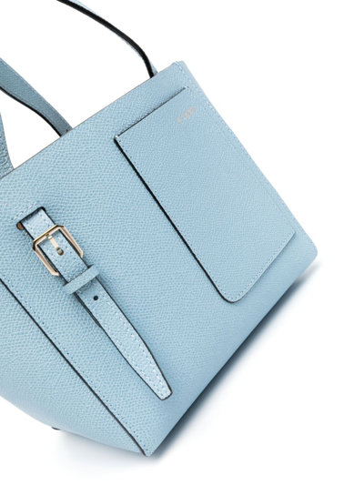Shop Valextra Mini Leather Bucket Bag In Blue