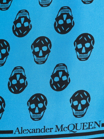 Shop Alexander Mcqueen Skull Silk Scarf In Blue