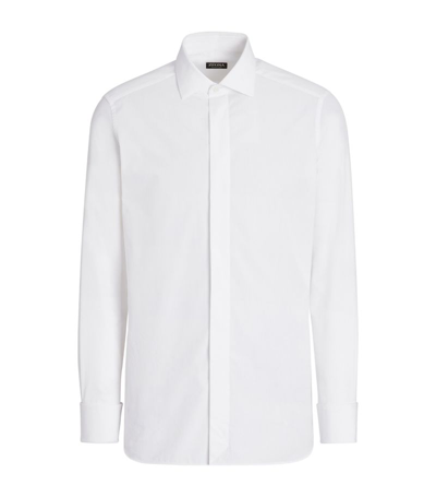 Shop Zegna Trofeo Silk Evening Shirt In White