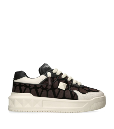 Shop Valentino Leather Vlogo Low-top Sneakers In Brown