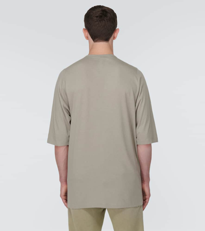 Shop Moncler Genius X Rick Owens Logo Cotton Jersey T-shirt In Beige