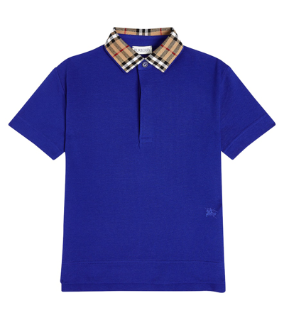 Shop Burberry Cotton Piqué Polo Shirt In Blue